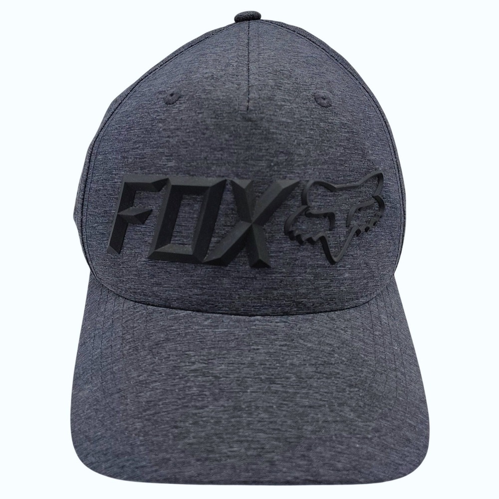Fox Racing Flexfit Baseball Cap Mens L/XL Heather Blue Motocross 3D Logo Hat Cap